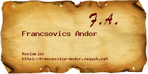 Francsovics Andor névjegykártya